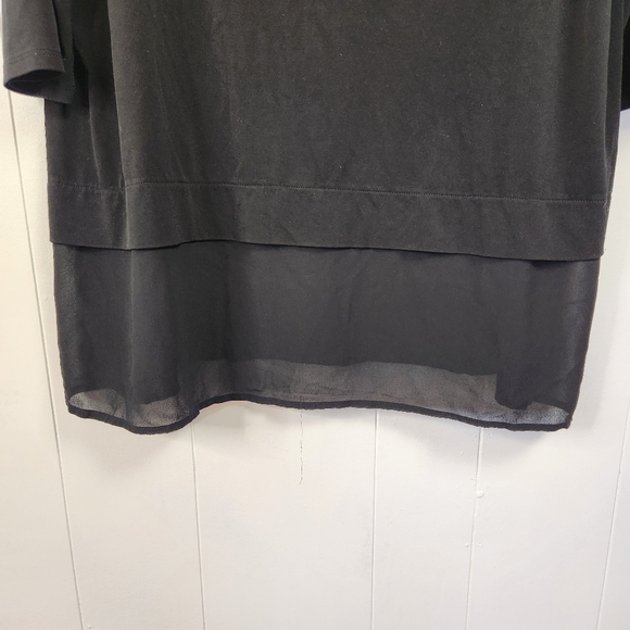 Chico's Black Slinky Knit Top 3/4 Sleeves Stretchy Tunic Office Work Wear Career - Picture 3 of 8